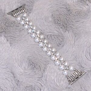Elegant Silver Pearl Watch Bracelet